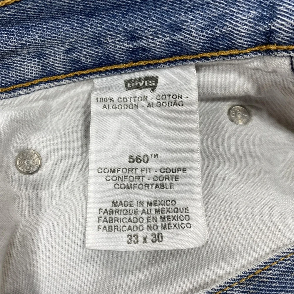 Levis 560 Jeans Mens 33x30 Blue Relaxed Fit Tapered‎ Denim Light Wash 5 Pocket